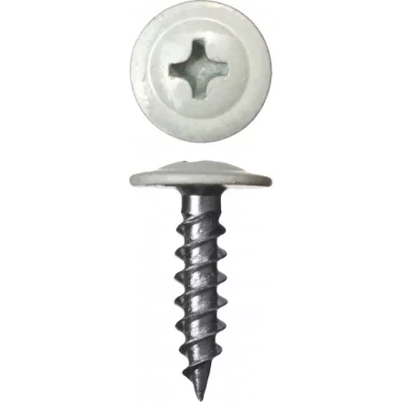 Саморезы ЗУБР с прессшайбой по листовому металлу до 0,9 мм, окрашенные в RAL-9003, PH2, 4,2х19 мм, 450шт 300191-42-019-9003 купить в Тюмени