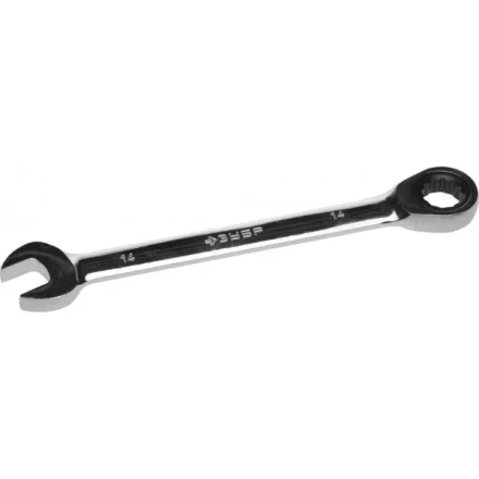 Ключ ЗУБР &quot;ПРОФИ&quot; гаечный комбинированный трещоточный, Cr-V сталь, хромированный, 14мм 27074-14 купить в Тюмени