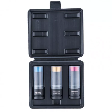 Набор головок ударных шестигранных для колесных дисков 17 19 21 мм 1/2&quot; 3 предмета Gross 13196 купить в Тюмени