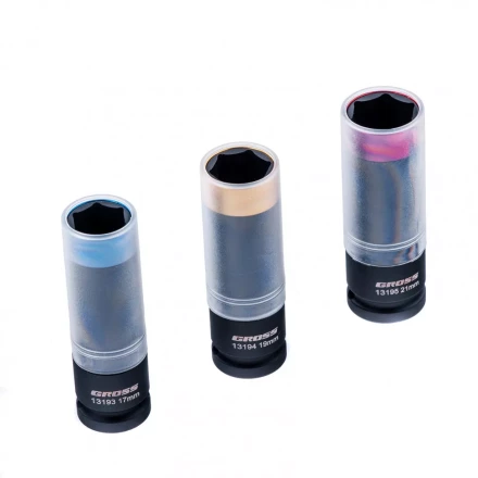 Набор головок ударных шестигранных для колесных дисков 17 19 21 мм 1/2&quot; 3 предмета Gross 13196 купить в Тюмени