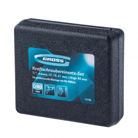 Набор головок ударных шестигранных для колесных дисков 17 19 21 мм 1/2&quot; 3 предмета Gross 13196 купить в Тюмени