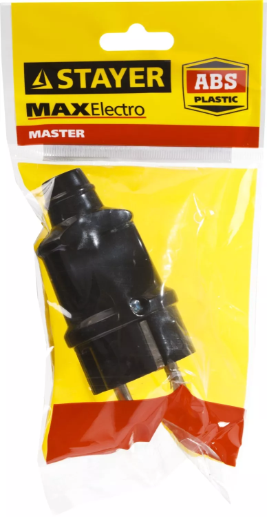 Вилка MAXElectro электрическая, 16А/220В, с заземлением, черная, STAYER 55160-B купить в Тюмени