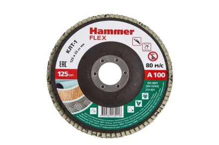 Круг Лепестковый Торцевой (КЛТ) HAMMER КЛТ 1 Ф125х22 Р100 213-021 купить в Тюмени