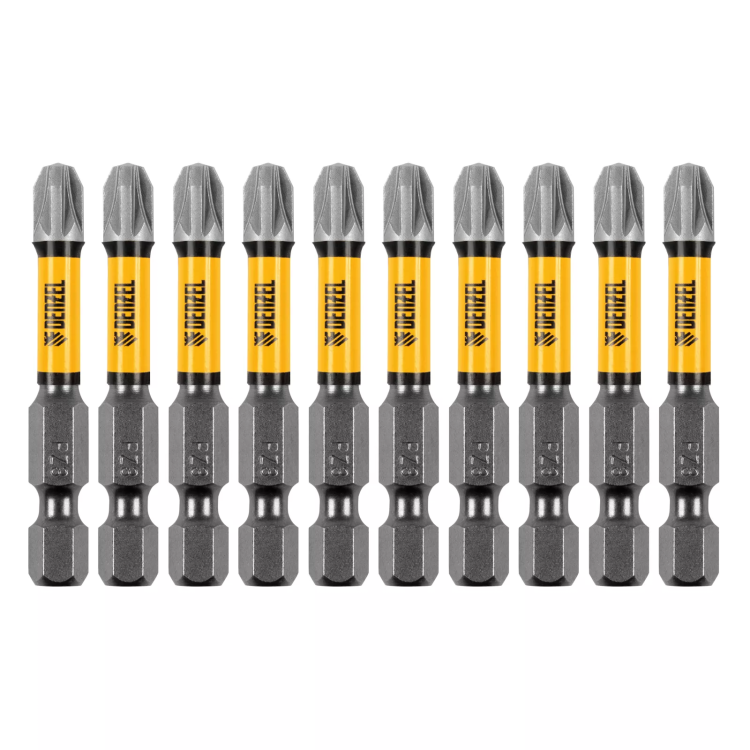 Бита IMPACT, PZ3x50 мм, лазерная обработка шлица, сталь S2, 10 шт., Е 6,3 Denzel 11693 купить в Тюмени