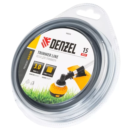 Леска для триммера армированная алюминием квадратная Denzel 3,0мм х 15м, блистер ALUFLEX 96836 купить в Тюмени