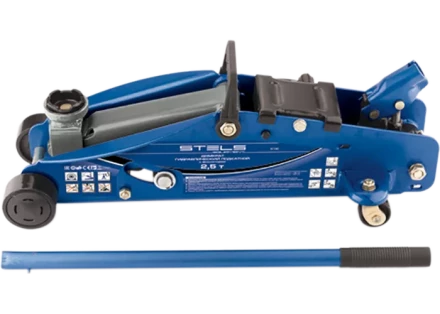 Домкрат гидравлический подкатной с фиксатором 2.5т SAFETY PIN 140-385 мм в кейсе  STELS 51132 купить в Тюмени