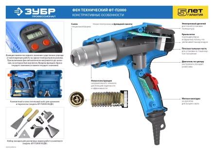 Фен технический + кейс ФТ-П2000 М2ДК серия ПРОФЕССИОНАЛ купить в Тюмени