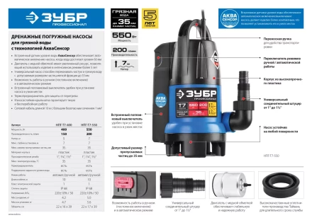Насос дренажный НПГ-Т7-550 серия ПРОФЕССИОНАЛ купить в Тюмени