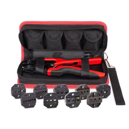 Пресс-клещи КВТ СТВ+9 с 9 матрицами МПК для опрессовки разъемов, втулочных, изолированных и неизолированных наконечников (набор) (89183) купить в Тюмени