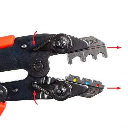 Пресс-клещи КВТ СТВ+9 с 9 матрицами МПК для опрессовки разъемов, втулочных, изолированных и неизолированных наконечников (набор) (89183) купить в Тюмени