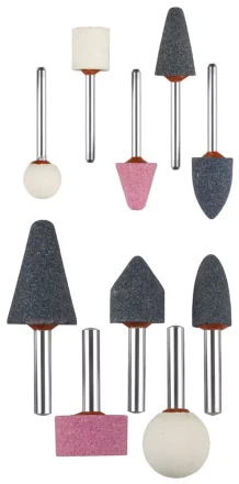 Набор ЗУБР "МАСТЕР": Абразивные минишарошки-насадки для гравера и дрели, хвостовик d 3,2мм,  d 6мм 35998-H10 купить в Тюмени