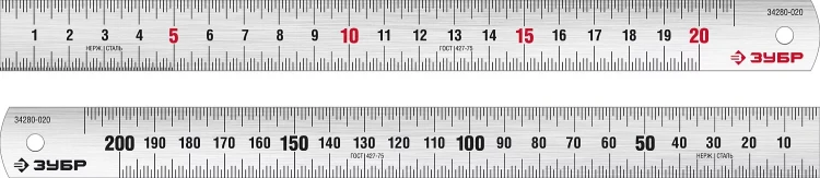 ЗУБР Про-20, длина 0.20 м, усиленная нержавеющая линейка, Профессионал (34280-020) купить в Тюмени