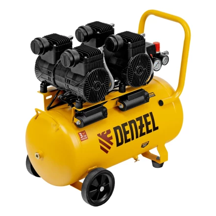 Компрессор безмасл. малошумный DLP -3000/50, 3 кВт, 2х1,5 кВт,50 л, 2850 об/мин,500 л/мин// Denzel 58144 купить в Тюмени