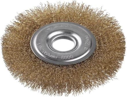 ЗУБР &quot;ПРОФЕССИОНАЛ&quot;. Щетка дисковая для УШМ, витая стальная латунированная проволока 0,3мм, 125х22мм 35187-125_z01 купить в Тюмени