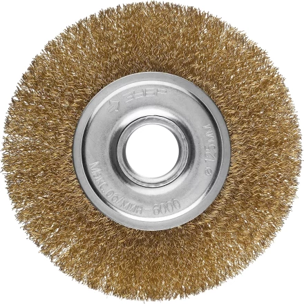 ЗУБР &quot;ПРОФЕССИОНАЛ&quot;. Щетка дисковая для УШМ, витая стальная латунированная проволока 0,3мм, 125х22мм 35187-125_z01 купить в Тюмени