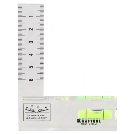 Угольник-уровень KRAFTOOL &quot;PRO&quot; &quot;CRYSTAL&quot;, 1 ампула, шкала 60мм 1-34867 купить в Тюмени