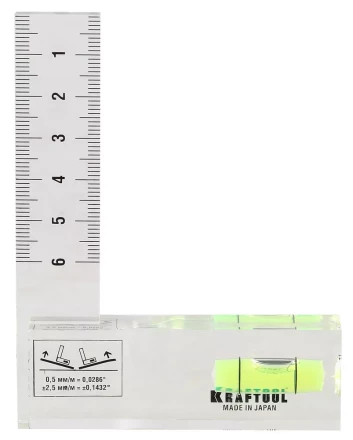 Угольник-уровень KRAFTOOL &quot;PRO&quot; &quot;CRYSTAL&quot;, 1 ампула, шкала 60мм 1-34867 купить в Тюмени