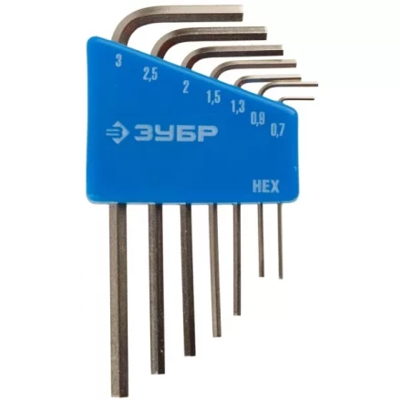 Набор ключей имбусовых ЗУБР &quot;ЭКСПЕРТ&quot; МИНИ для точных работ, Cr-V, HEX 0,7, 0,9, 1,3, 1,5, 2, 2,5, 3 мм, 7 шт 27471-H7 купить в Тюмени