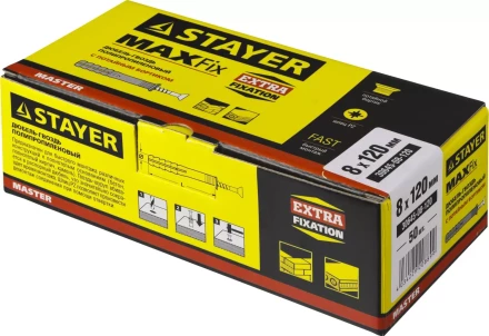 Дюбель-гвоздь полипропиленовый, потайный бортик, 8 x 120 мм, 50 шт, STAYER Master 30645-08-120 30645-08-120 купить в Тюмени