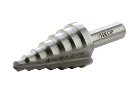 Сверло для металла ступенчатое Ф6-25 мм 7 ступеней ход 4,5 мм Энкор 21625 купить в Тюмени