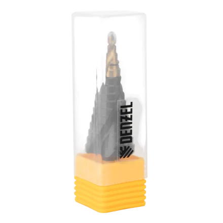 Сверло ступенчатое Denzel 723606, 4-6-8-10-12-14-16-18-20-22-24-26-28-30-32 мм, Р6М5, 6-гр. хвостовик купить в Тюмени