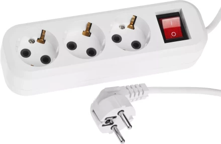 Удлинитель СИБИН электрический, ПВС сечение 0,75кв мм, 3 гнезда, макс мощн 2200Вт, 5м, заземление, выключатель 55036-5 купить в Тюмени