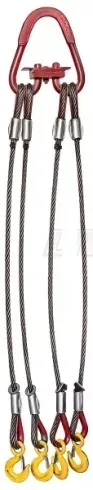 Строп канатный четырехветвевой 4СК 3.2 т L=3.5 м Звено РТ-3 с кч din 1.5 т заплет