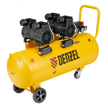 Компрессор безмасл. малошумный DLP-3000/100, 3 кВт, 2х1,5 кВт,100 л, 2850 об/мин,500 л/мин// Denzel 58145 купить в Тюмени