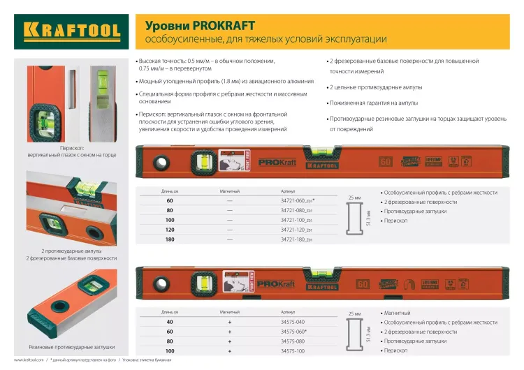 Уровень KRAFTOOL "KRAFT-MAX", особо усиленный, 2 ампулы, 2 фрезерованные базовые поверхности, 120см 34721-120_z01 купить в Тюмени