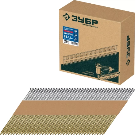 ЗУБР SN34 (D34) 83 х 3.1 мм, реечные гвозди рифленые оцинкованные, 3000 шт (305399-83) купить в Тюмени