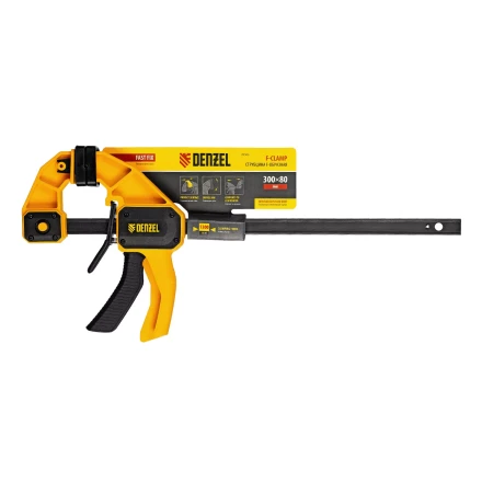 Струбцина F-образная Denzel, быстрозажимная, 300 х 80 мм, усиленный нейлоновый корпус, 20506 купить в Тюмени