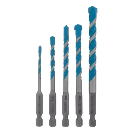 Набор сверл универсальных Gross 706017, Multipurpose PRO, 6-гр. хвостовик, 4-10мм, 5шт купить в Тюмени
