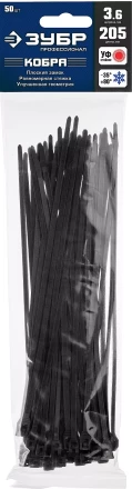 Кабельные стяжки черные КОБРА с плоским замком нейлоновые пакет серия ПРОФЕССИОНАЛ купить в Тюмени
