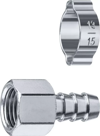 ЗУБР штуцер елочка, 10 мм - 1/4F, переходник с обжимным хомутом, Профессионал (64923-1/4-10) купить в Тюмени