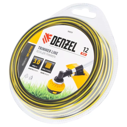 Леска для триммера двухкомпонентная квадратная, 3,0мм х 12м, блистер SkyCutter Denzel 96839 купить в Тюмени