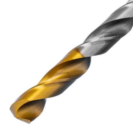 Сверло спиральное по металлу Denzel, 8,5 х 165 мм, Р6М5, Golden Tip, удлиненное, 718261 купить в Тюмени