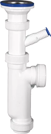 Сифон ЗУБР &quot;МАСТЕР&quot; колбовый для моек и раковин, выпуск - нержавеющая чашка, отвод для стиральной машины 51857 купить в Тюмени