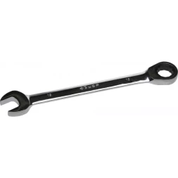 Ключ ЗУБР "ПРОФИ" гаечный комбинированный трещоточный, Cr-V сталь, хромированный, 19мм 27074-19