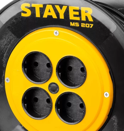 Удлинитель на катушке &quot;MS 207&quot;, 50 м, 2200 Вт, 4 гнезда, ПВС 2x0,75 мм2, STAYER 55073-50 купить в Тюмени