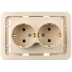 Розетка СВЕТОЗАР &quot;ГАММА&quot; двойная, с заземлением, цвет бежевый, 16А/~250В SV-54107-B купить в Тюмени