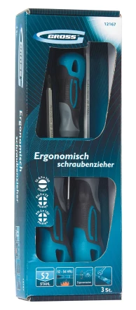 Набор отвёрток комбинированный 3 шт,S2 трехкомпонентная рукоятка GROSS 12167 купить в Тюмени