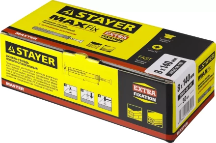 Дюбель-гвоздь полипропиленовый, потайный бортик, 8 x 140 мм, 50 шт, STAYER Master 30645-08-140 30645-08-140 купить в Тюмени