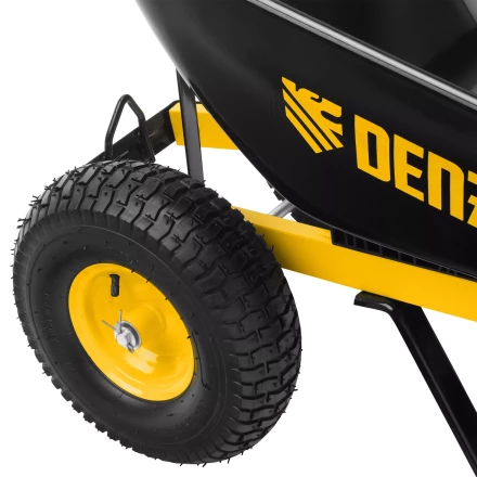 Тачка строительная усиленная объем 140 л 250 кг двухколесная колесо 15х6.00-6 Denzel 69000 купить в Тюмени