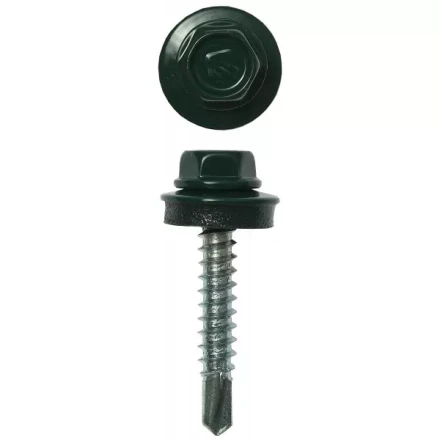 Саморезы ЗУБР &quot;ПРОФЕССИОНАЛ&quot; окраш., RAL 6005 зелен. насыщен., для крепл. кров. матер. к дерев. обреш., 4.8x35мм, 380шт 4-300315-48-035-6005 купить в Тюмени