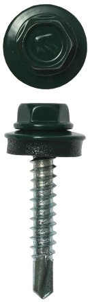 Саморезы ЗУБР &quot;ПРОФЕССИОНАЛ&quot; окраш., RAL 6005 зелен. насыщен., для крепл. кров. матер. к дерев. обреш., 4.8x35мм, 380шт 4-300315-48-035-6005 купить в Тюмени