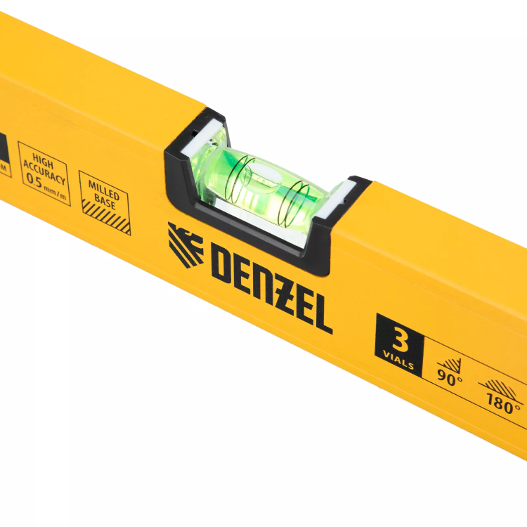 Уровень алюминиевый Denzel 33691, магнит, фрезерованный, 3 глазка (1 зеркал.), 0,5 мм/м, 600 мм купить в Тюмени