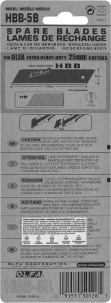 Лезвие OLFA &quot;BLACK MAX&quot; сегментированное, 5шт, 25х126х0,7мм OL-HBB-5B купить в Тюмени