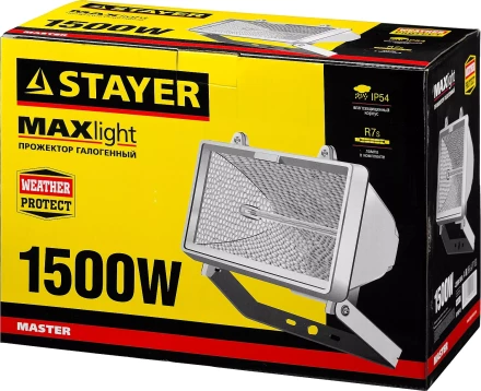Прожектор STAYER &quot;MASTER&quot; MAXLight галогенный, с дугой крепления под установку, белый, 1500Вт 57107-W купить в Тюмени