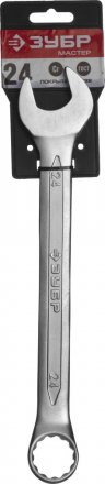 Ключ ЗУБР &quot;МАСТЕР&quot; гаечный комбинированный, Cr-V сталь, хромированный, 24мм 27087-24 купить в Тюмени
