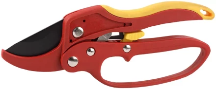 Секатор GRINDA двухкомпонентные ручки, храповый механизм, с эфесом, округлые лезвия с упорной наковальней, 205мм 8-423233_z01 купить в Тюмени